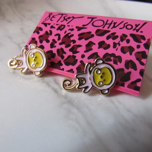 Betsey Johnson Other - Betsey Johnson Pink Little Monkey Earrings
